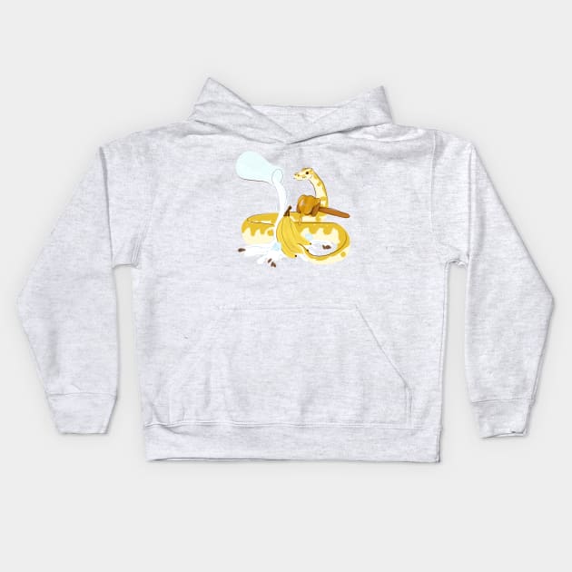 Cute Banana Python Smoothie Kids Hoodie by livelonganddraw